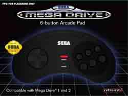 Manette Retro-bit Sega Megadrive 6 Noir