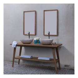 Meuble de salle de bain en bois de teck double plateau 150 - BOIS DESSUS BOIS DESSOUS