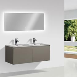 Meuble de salle de bain Luna 1200 gris mat - Avec miroir LED 2073, Mat - BERNSTEIN