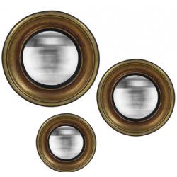 Ensemble 3 miroirs muraux ronds 'Convexe', Emde - Couleur - Doré