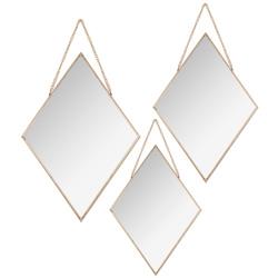 3 miroirs losanges avec chaîne or