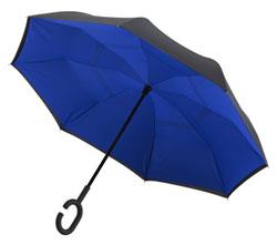 Parapluie à ouverture inversée - Ouverture manuelle - Resistant au vent - Bleu