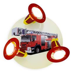 Plafonnier camion pompier, rouge-jaune, 3 lampes - Elobra