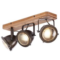 Plafonnier Carmen Wood style industriel - 3 lampes - Brilliant