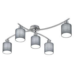 Plafonnier Garda à 5 lampes, abat-jour gris - Trio Lighting