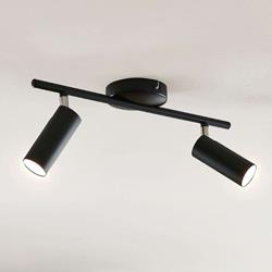 Plafonnier LED Camille, noir, 2 lampes - Lindby