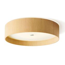 Plafonnier LED rond Lara wood en chêne blanc 55cm - Domus