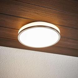 Plafonnier LED rond Lyss avec bord chromé, IP44 - Lampenwelt.com