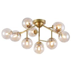 Plafonnier sphère verre Dallas - 12 lampes, doré - Maytoni