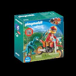 Playmobil Les explorateurs - PILOTE DE MOTO ET RAPTOR - 9431