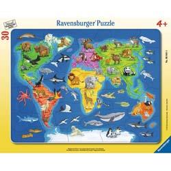 Ravensburger - Puzzle cadre 30-48 pièces - Les animaux dans le monde