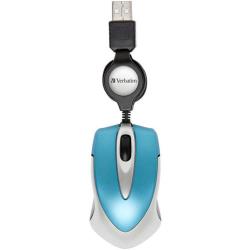 Verbatim Go Mini Souris USB optique avec enrouleur de câble bleu caraÃ¯be