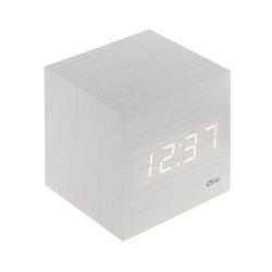 Thermomètre et Réveil OTIO Cube Finition Effet Bois Blanc Cérusé