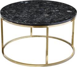 Table basse ronde en acier doré et plateau en labradorite noir Round - Accent