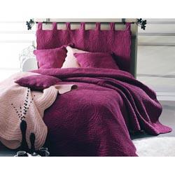 Tête de lit en boutis uni coton - Violet Cassis 140cm