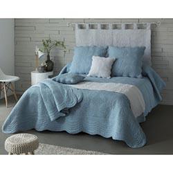 Tête de lit en boutis uni pur coton - bleu grisé 160cm