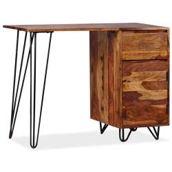 vidaXL Table à écrire avec 1 tiroir et 1 Armoire en Bois de sheesham Massif Bureau